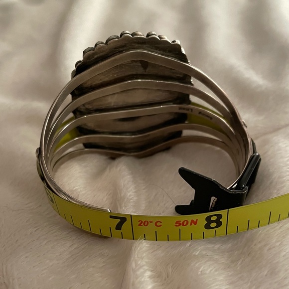 Genuine Sterling Silver and Turquoise Navajo Cuff Bracelet - Picture 6 of 7